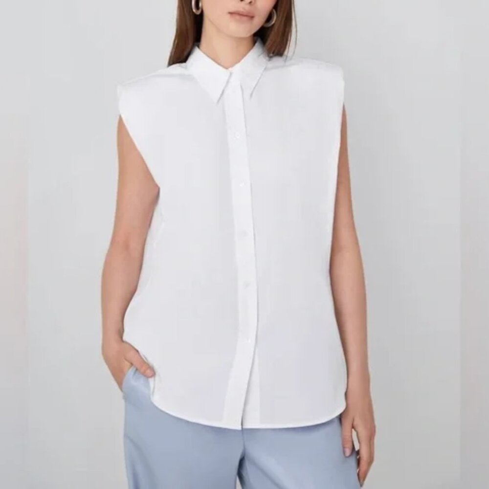 Aritzia Babaton Wright Button Up Sleeveless Shirt
